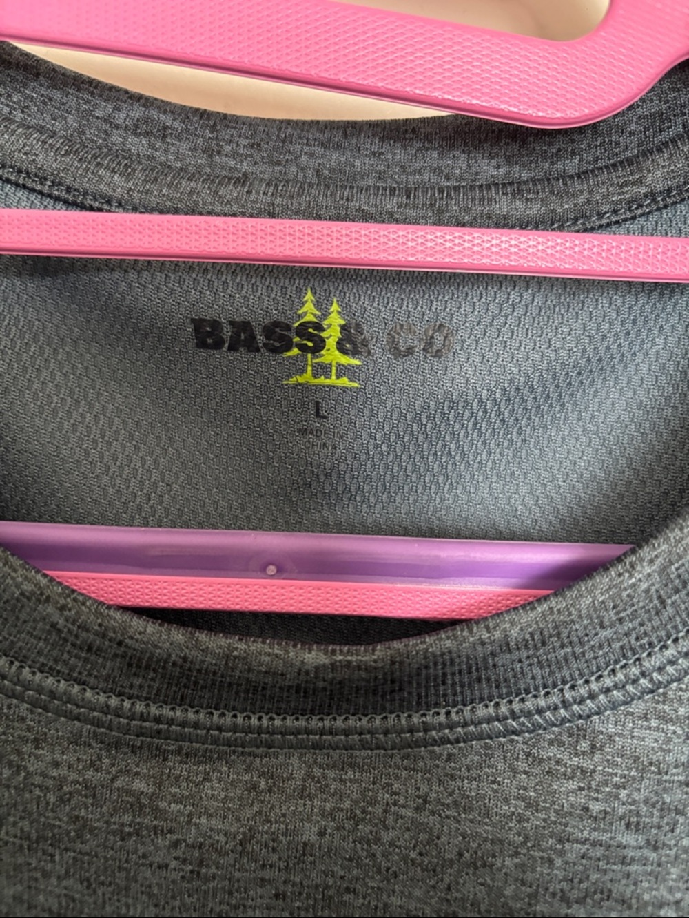 Bass & Co Gray Performance Tee with Lime Logo